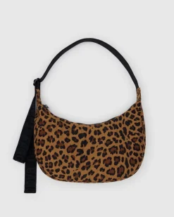 Baggu Medium Nylon Crescent Bag w/ Key Leash - Leopard^ Bags