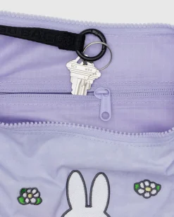 Baggu Medium Nylon Crescent Bag w/ Key Leash - Embroidered Miffy^ Bags