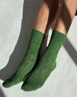 Le Bon Shoppe Modal Eyelet Socks - Palm Green^ Socks + Slippers
