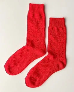 Le Bon Shoppe Modal Eyelet Socks - Poppy Red^ Socks + Slippers