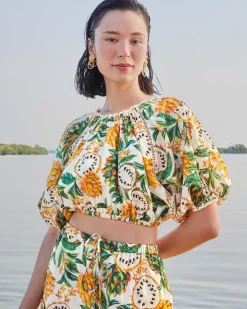 Farm Rio Off-White Biriba Cropped Top^ Tops
