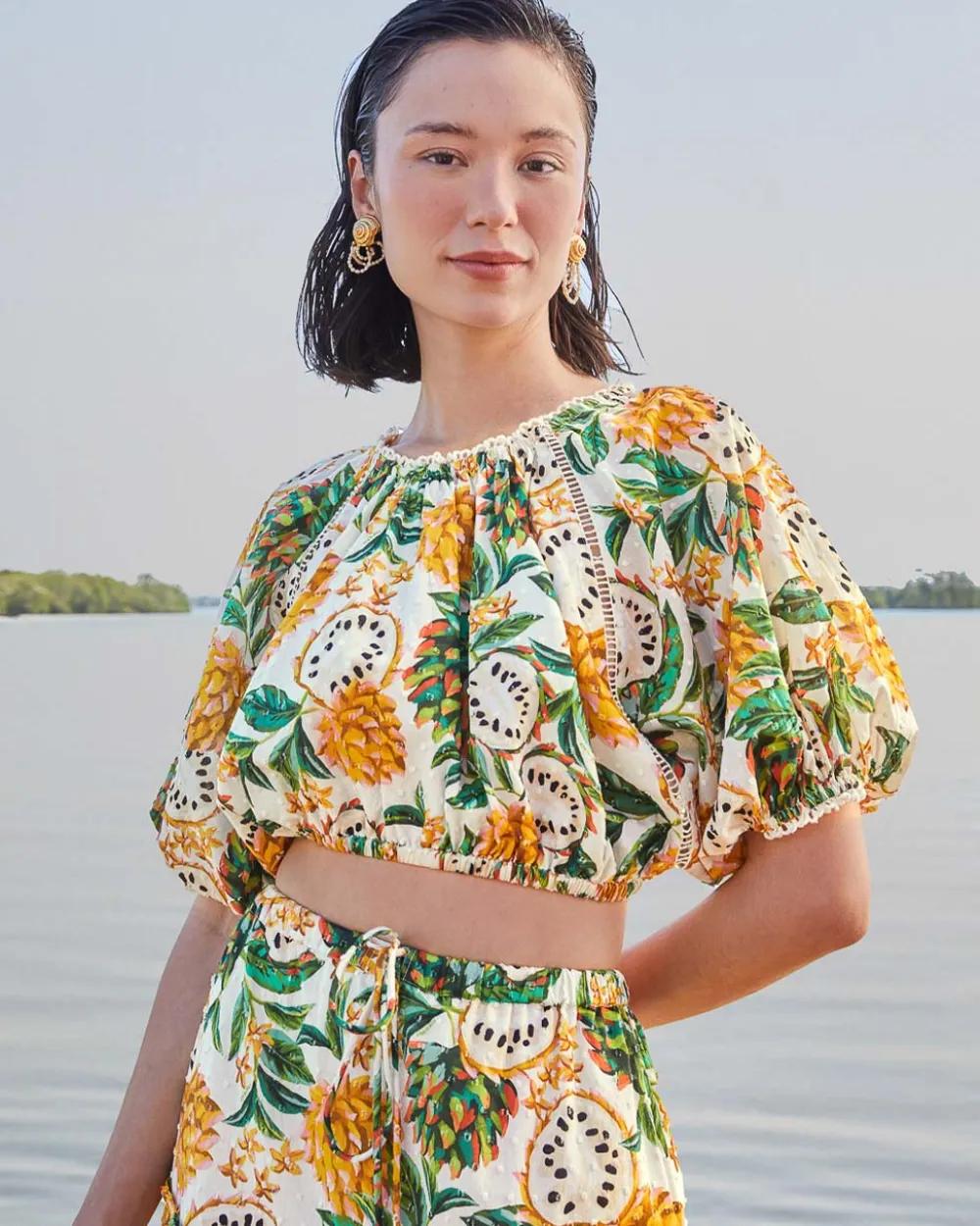 Farm Rio Off-White Biriba Cropped Top^ Tops