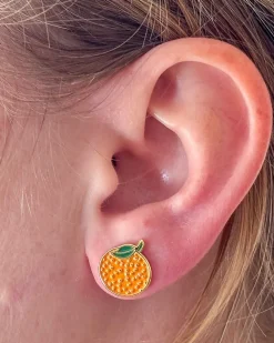 Jenny Lemons Orange Enamel Earrings^ Jewelry