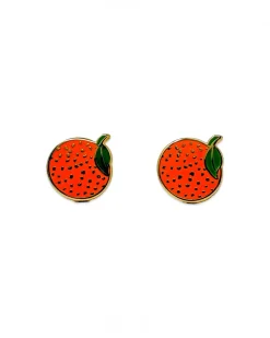 Jenny Lemons Orange Enamel Earrings^ Jewelry
