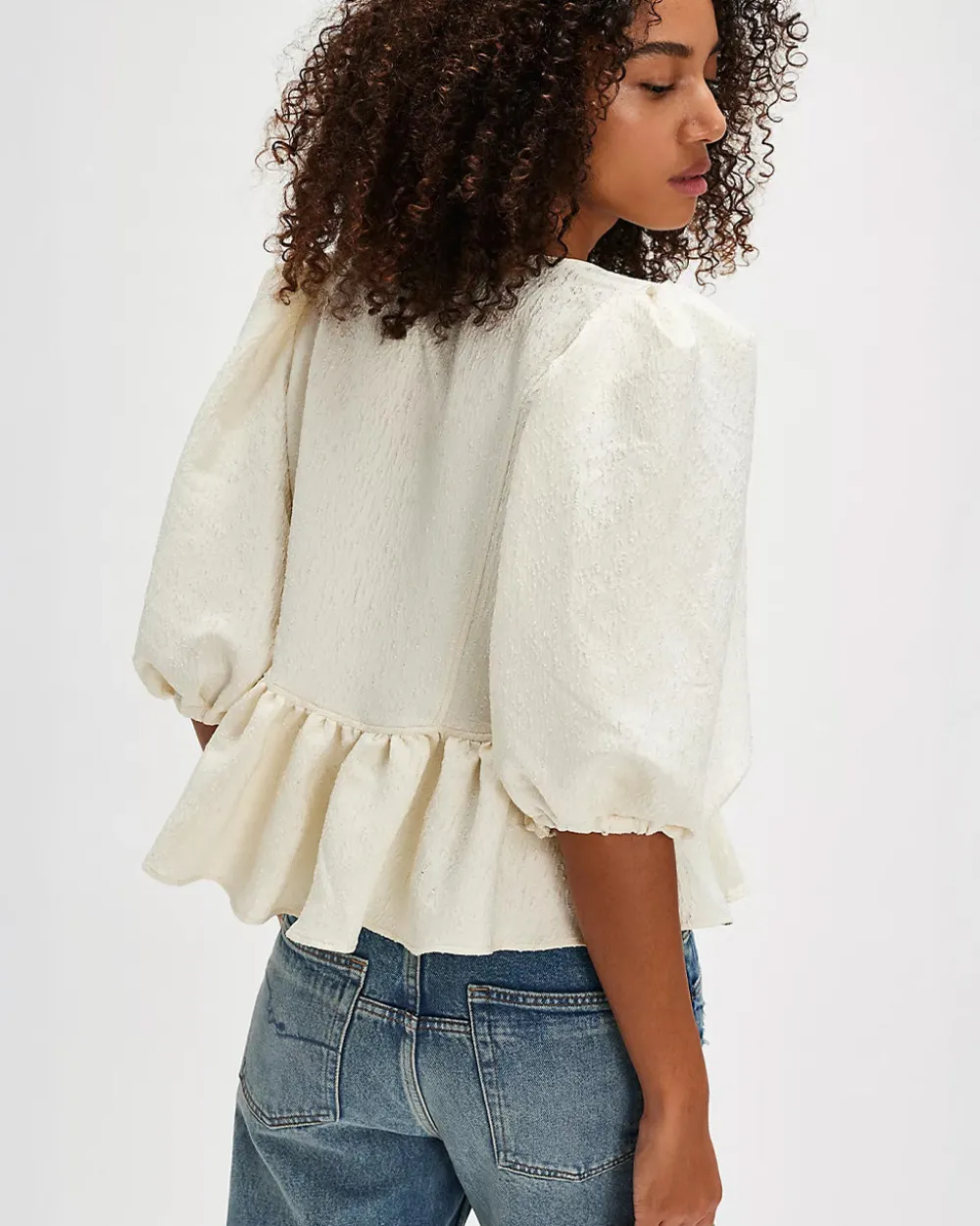Free People Pamela Bow Top - White Alyssum^ Tops
