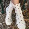 Le Bon Shoppe Petal Ruffled Hugger Crew Socks - Cream Petal^ Socks + Slippers