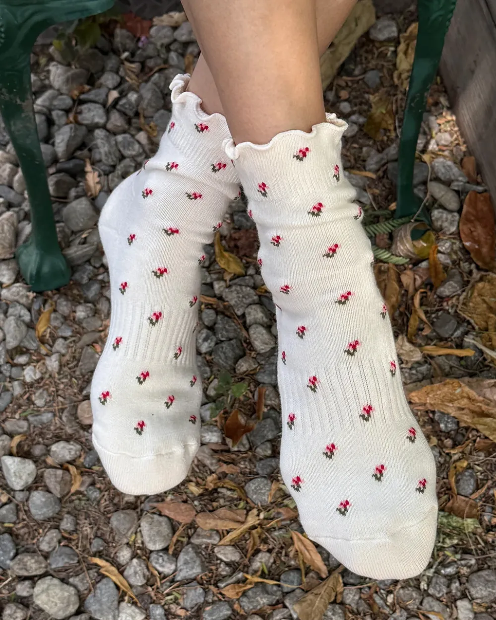 Le Bon Shoppe Petal Ruffled Hugger Crew Socks - Cream Petal^ Socks + Slippers