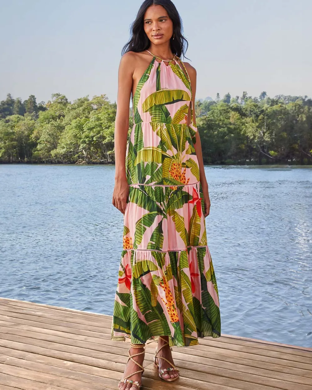 Farm Rio Pink Banana Leaves Sleeveless Maxi Dress^ Dresses + Jumpsuits