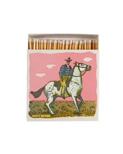 Archivist US Pink Cowboy Square Safety Matches^ Candles + Home Fragrance