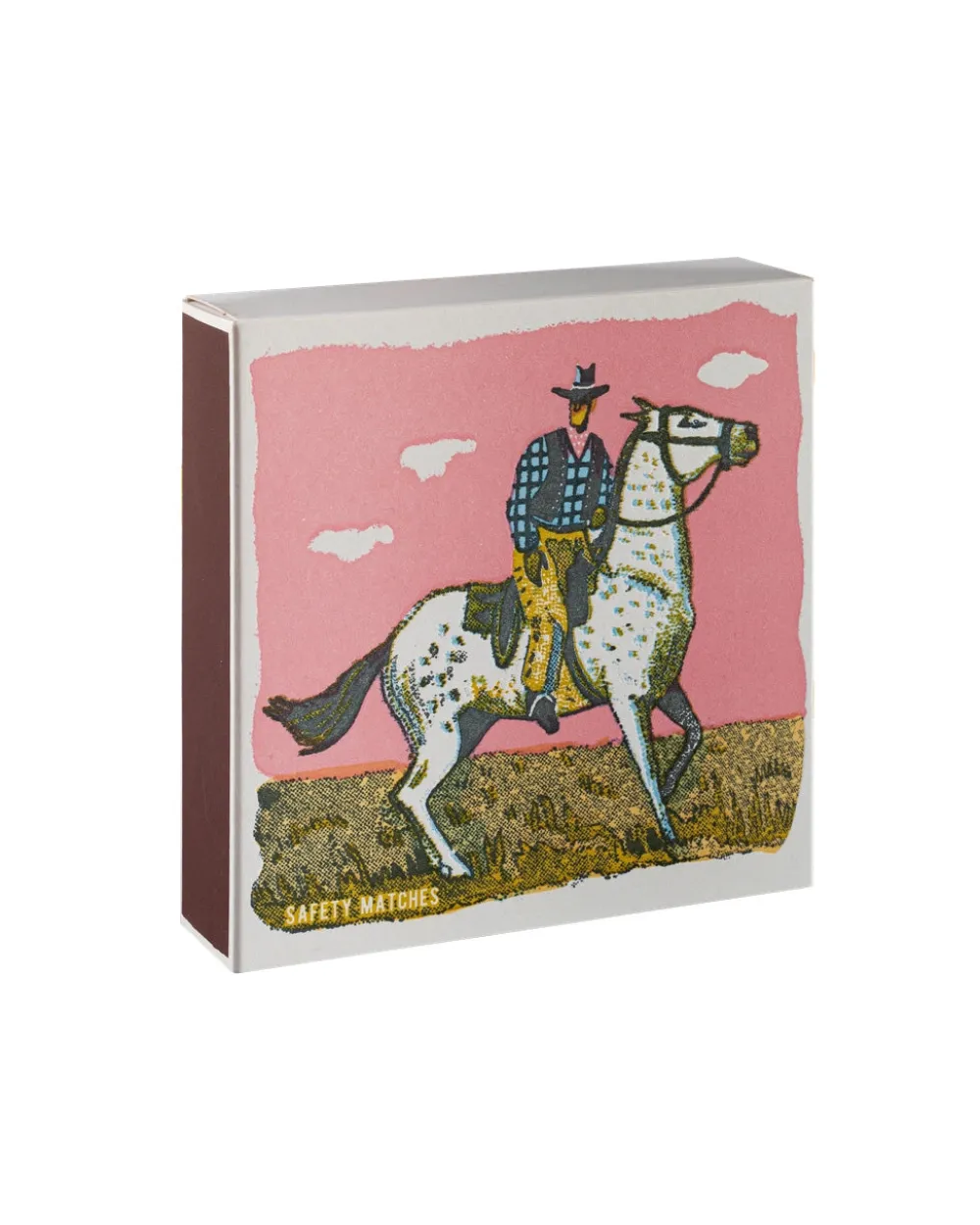 Archivist US Pink Cowboy Square Safety Matches^ Candles + Home Fragrance