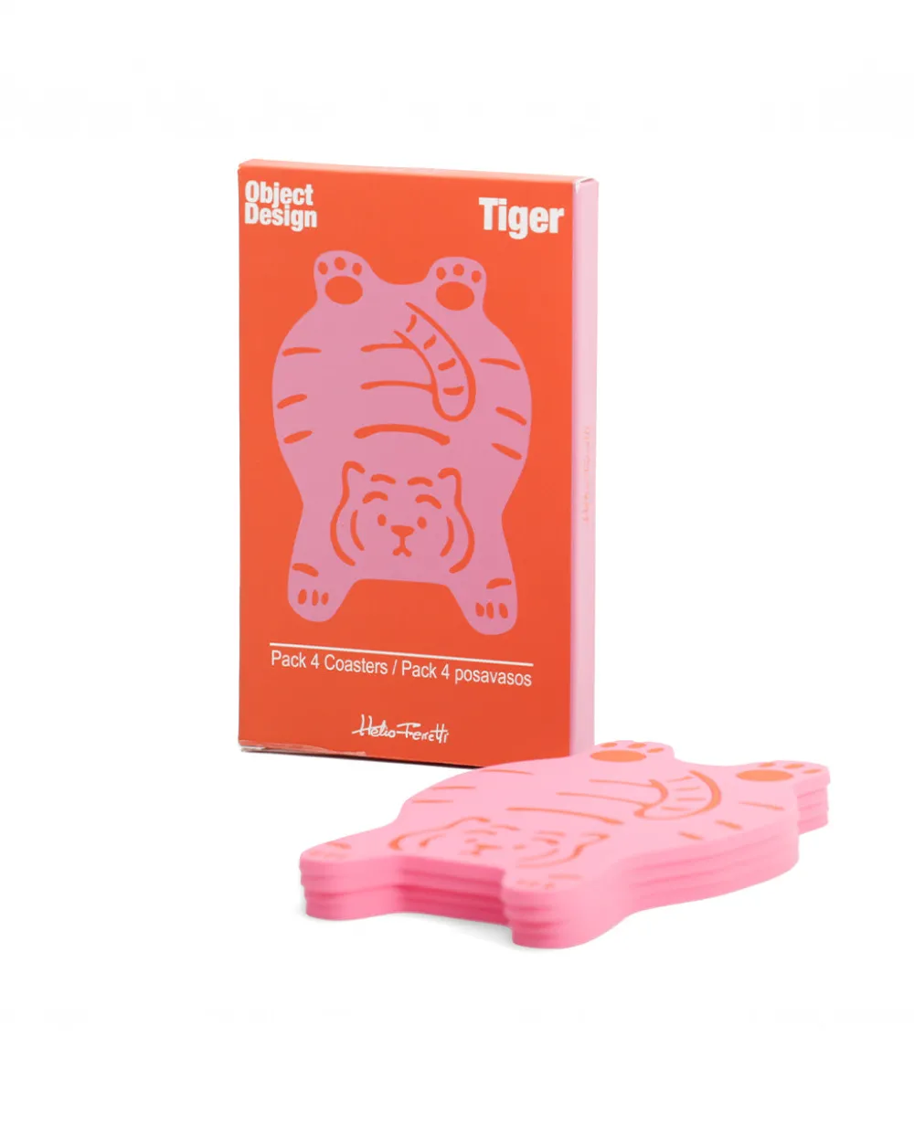 Helio Ferretti Co Pink Tiger Coasters - Set of 4^ Kitchen + Bar