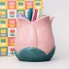 ban.do Pink Tulip Ceramic Pencil Cup^ Desk Accessories