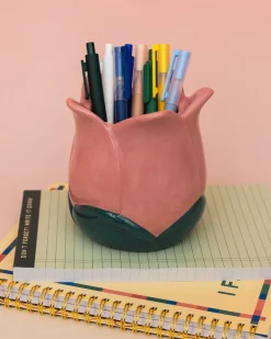 ban.do Pink Tulip Ceramic Pencil Cup^ Desk Accessories