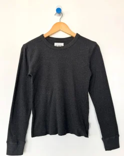 Le Bon Shoppe Pointelle Fundamental Tee - Charcoal^ Tees + Sweatshirts