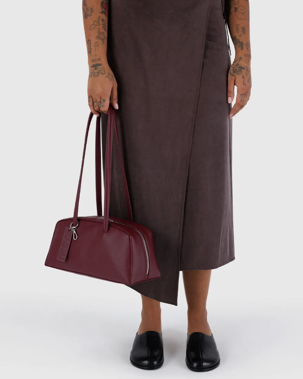 Baggu Recycled Leather Bowler Bag - Mahogany^ Bags
