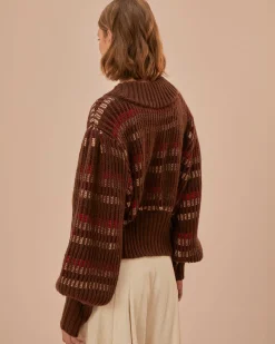 Farm Rio Red Colorful Stripe Knit Cardigan^ Sweaters