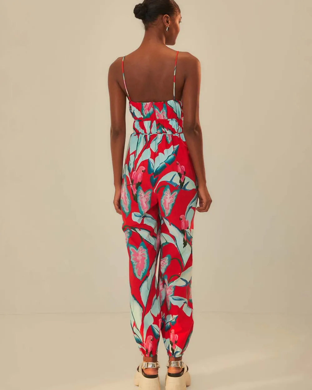 Farm Rio Red Summer Foliage Organic Cotton Jumpsuit^ Dresses + Jumpsuits