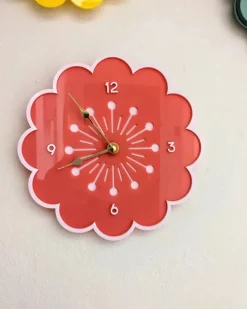 Mostly Just Tired Retro Daisy Wall Clock - Pink^ Desk Accessories