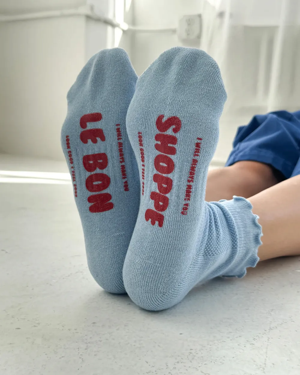 Le Bon Shoppe Ruffled Hugger Crew Socks - Periwinkle^ Socks + Slippers