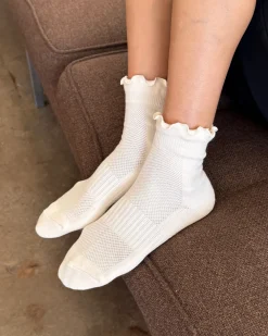 Le Bon Shoppe Ruffled Hugger Crew Socks - Vanilla^ Socks + Slippers