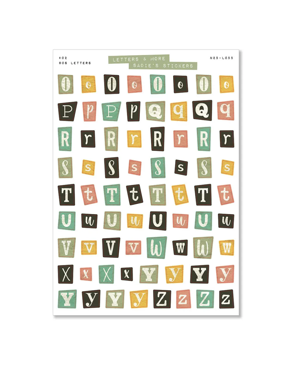 Sadie's Stickers 90's Letter Set - Letters & More Sticker Set^ Stickers + Tape