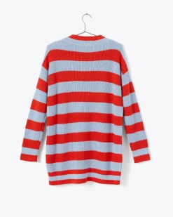 ban.do Slouchy Cardigan - Red/Blue Stripe^ Sweaters
