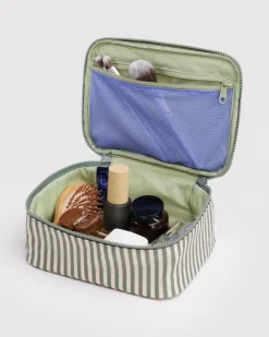 Baggu Small Cosmetic Case - Sage Stripe^ Travel Accessories|Bags