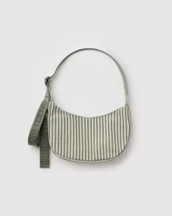 Baggu Small Nylon Crescent Bag w/ Key Leash - Sage Stripe^ Bags