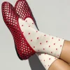 Le Bon Shoppe Sneaker Socks - Cream + Red Polka Dot^ Socks + Slippers