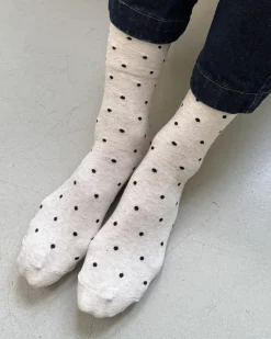 Le Bon Shoppe Sneaker Socks - Oatmeal + Black Polka Dot^ Socks + Slippers