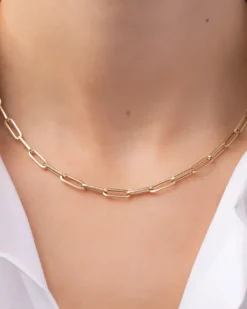 HoopLa Style Stainless Steel Paper Clip Necklace - Gold^ Jewelry