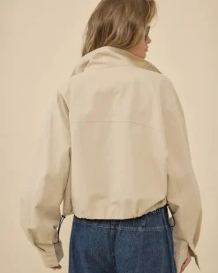 RAISONNEL Stand Collar Drawstring Jacket^ Jackets