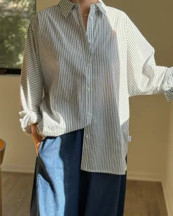 Le Bon Shoppe Striped Light Weight Owen Shirt - Denim Stripe^ Tops