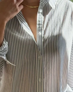 Le Bon Shoppe Striped Light Weight Owen Shirt - Denim Stripe^ Tops