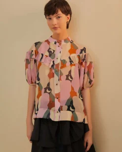 Farm Rio The Kiss Multicolor Short Sleeve Blouse^ Tops