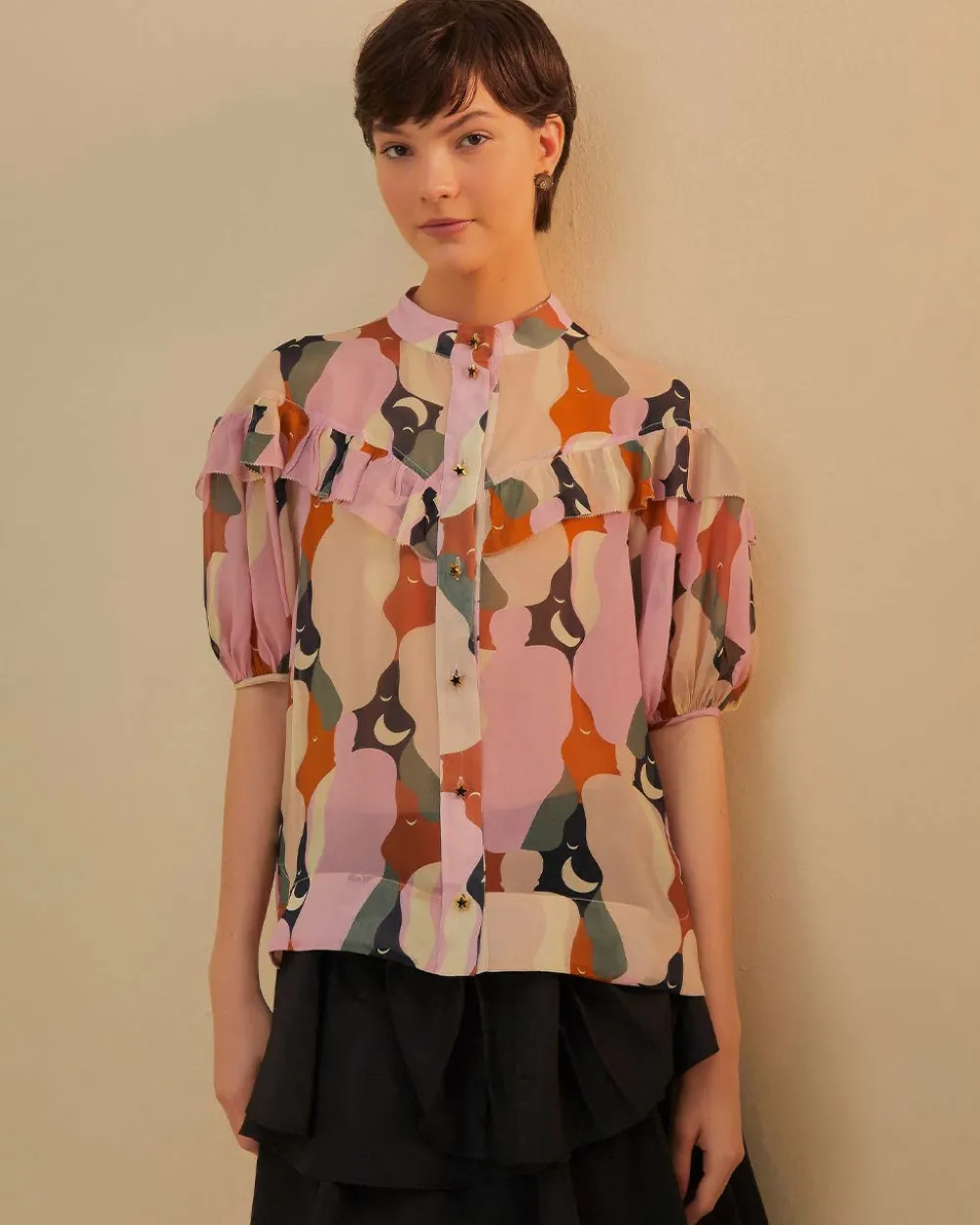 Farm Rio The Kiss Multicolor Short Sleeve Blouse^ Tops