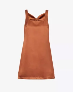 House Of Sunny The Mini Satin Shift Dress - Chocolate^ Dresses + Jumpsuits