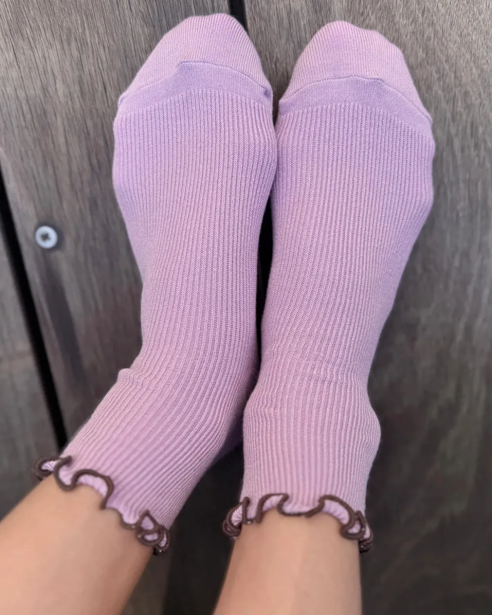 Le Bon Shoppe The Petite Ruffled Modal Socks - Lilac + Brown^ Socks + Slippers