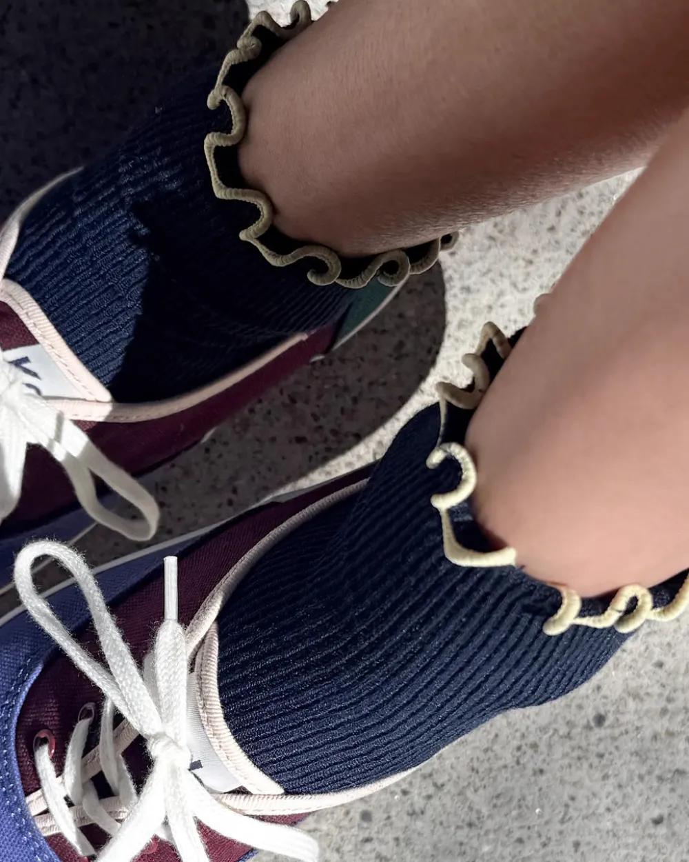 Le Bon Shoppe The Petite Ruffled Modal Socks - Navy + Butter^ Socks + Slippers