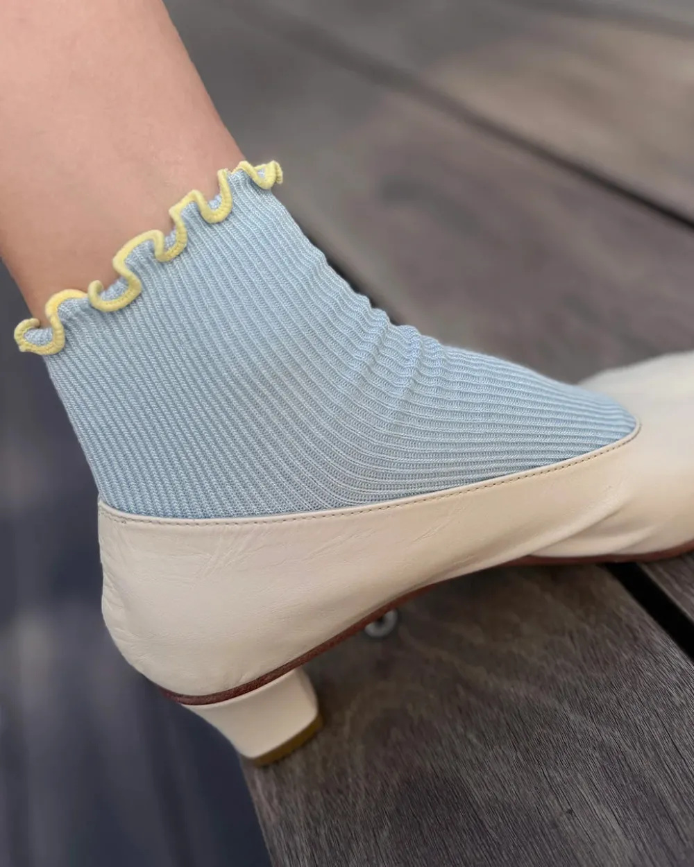 Le Bon Shoppe The Petite Ruffled Modal Socks - Baby Blue + Butter^ Socks + Slippers