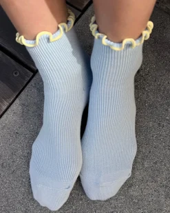 Le Bon Shoppe The Petite Ruffled Modal Socks - Baby Blue + Butter^ Socks + Slippers