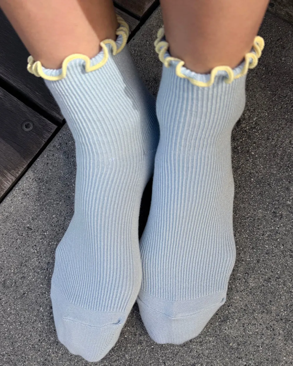 Le Bon Shoppe The Petite Ruffled Modal Socks - Baby Blue + Butter^ Socks + Slippers