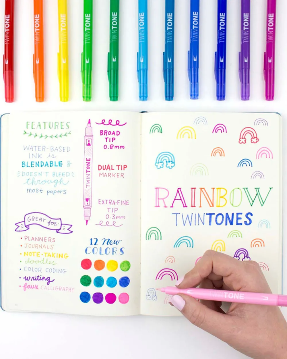 Tombow Twintone Marker Set: Rainbow^ Writing Supplies