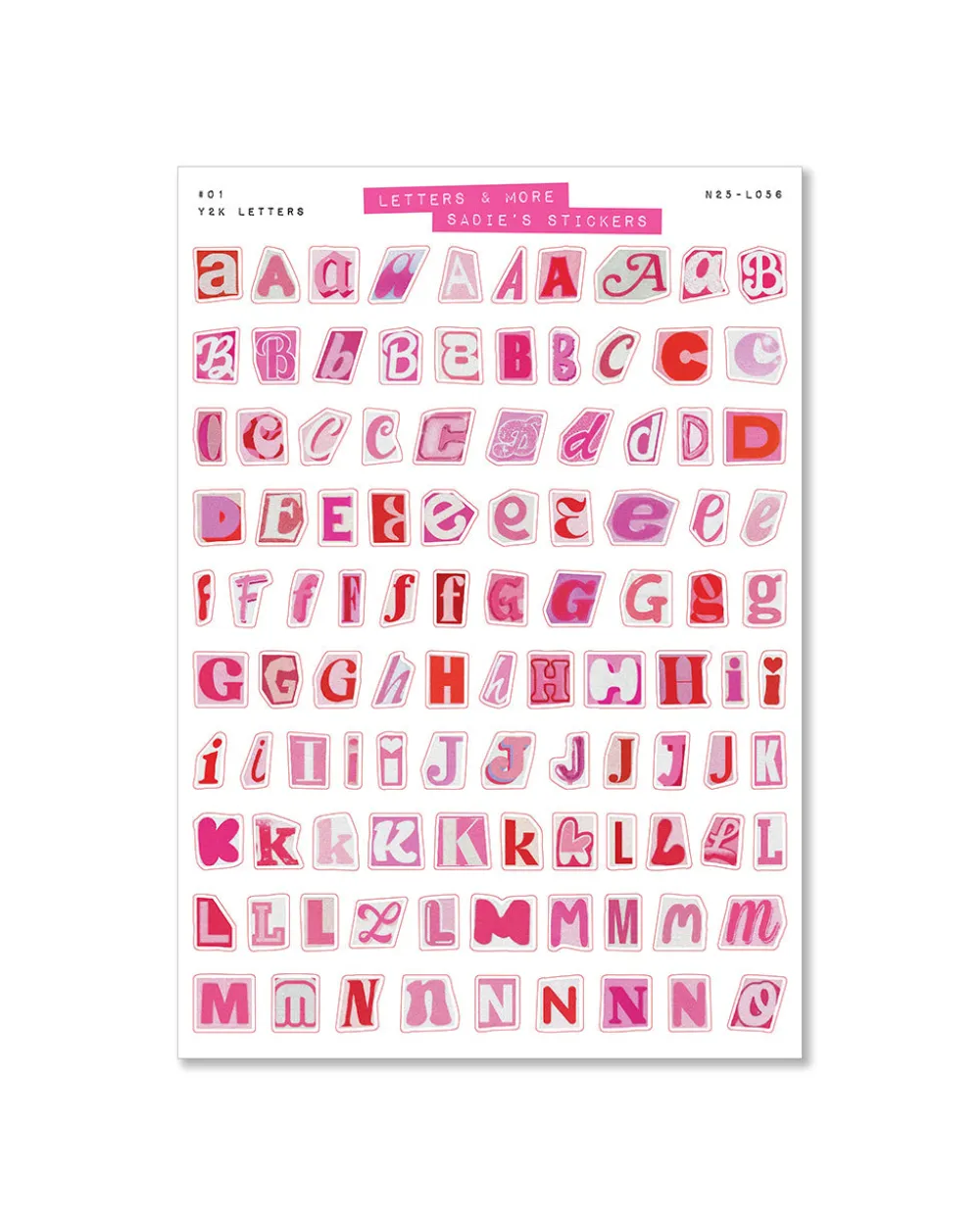 Sadie's Stickers Y2K Letter Set - Letters & More Sticker Set^ Stickers + Tape
