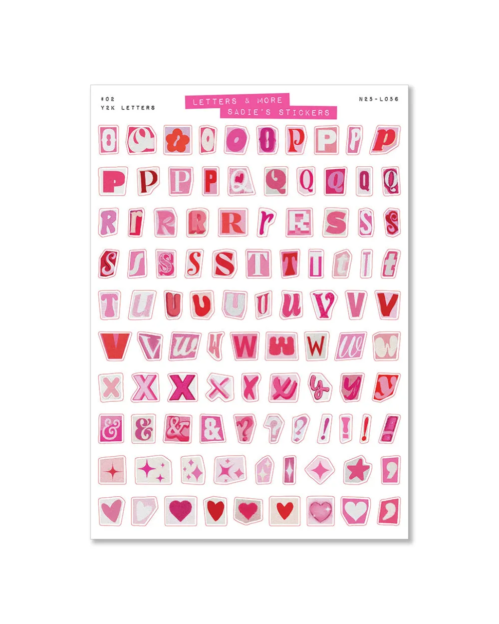 Sadie's Stickers Y2K Letter Set - Letters & More Sticker Set^ Stickers + Tape